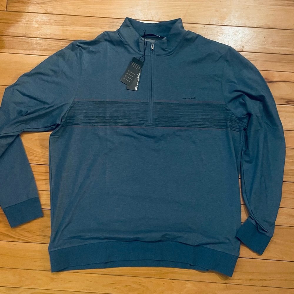 Brand new with tags Travis Mathew quarter zip light blue pullover